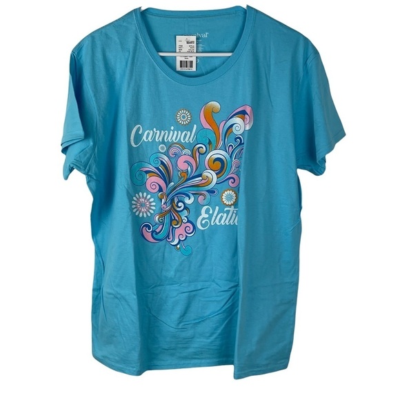 Carnival Cruise Elation Pool Blue Swirls Graphic Ladies Tee Shirt - Picture 1 of 5
